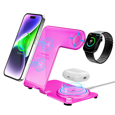 Blue/Silver Wireless 3 in 1 Charging Stand Stylish High Charging Efficiency PD/QC Metal