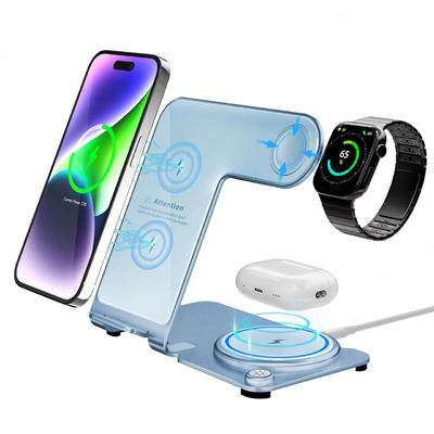 PD/QC Metal Wireless 3 in 1 Charging Stand 6mm Charging Distance