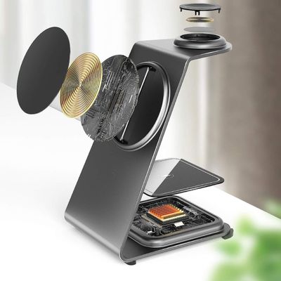 Good price Aluminum Alloy Magnetic Wireless Charger for IPhone Samsung Qi Phones Earbuds and iWatch online