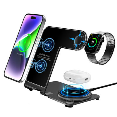 Good price CE FCC ROHS Aluminum Alloy 3 in 1 Wireless Charger for Phone Input 9V-2A QC or PD online