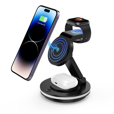 4 In 1 Magnetic Wireless Charging Support Qi cell phones with colorful light design ABS and PC