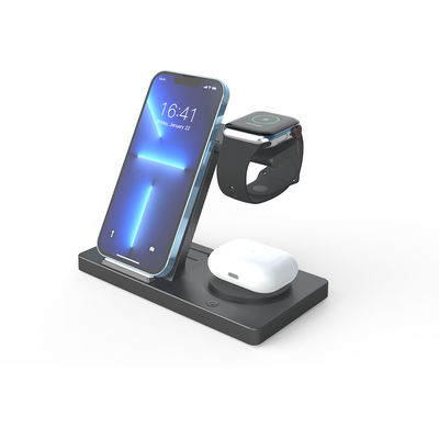 Desktop 5 In 1 Wireless Charging Station For Apple & Samsung Night Light 15w Black And White