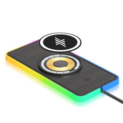 15W Car Wireless Charging Pad RGB LED Qi Apple Samsung Earbuds Non-Slip Phone Charger iPhone 17/16/15, Samsung S25