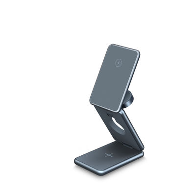 Good price 3 In 1 Aluminum Alloy Body All-metal Portable Foldable Magnetic Phone Earphones Watch Wireless Charger 15w online