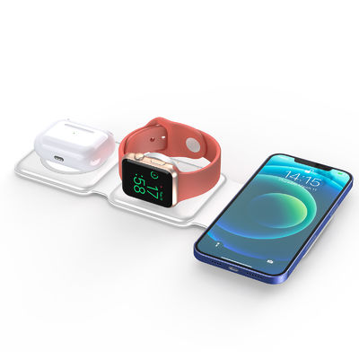 Good price 15W Qi Compatible Portable 3 In 1 Wireless Charging Pad With Over Voltage Protection - Black/White online