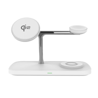 White Magnetic Wireless Charger With 15w Fast Charging And Working Frequency Of 110-205khz
