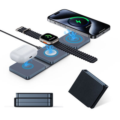Good price Blue Compact Foldable 3 in 1 Wireless Travel Charger 15W for iPhone Airpods iWatch online
