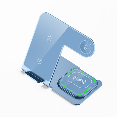Good price Aluminum Alloy 3 In 1 Qi Bracket Wireless Charger 12v Input Voltage 110-205khz Working Frequency online