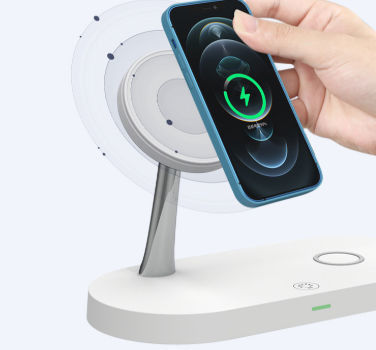 T269 15W Intelligent Wireless Charger Dual 15W Output With Night Light Zinc Alloy Fast Charger