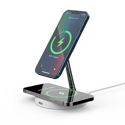 T269C Wireless Fast Charger With Night Light And ABS Zinc Alloy Support For Apple And Samsung Cell Phone Bracket