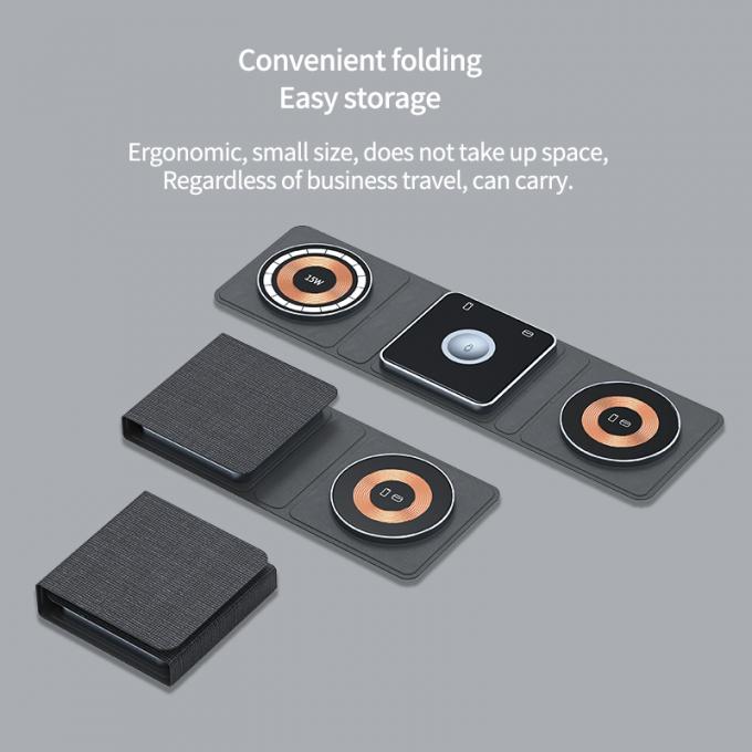 Foldable Wallet Size Travel Wireless Charger Easy Carrying 3 In 1 Charging Station 2