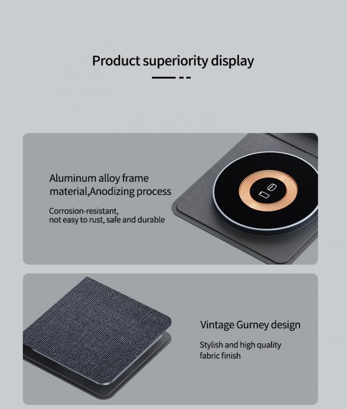 9V 3A Foldable Wireless Charging Travel 3 In 1 Charger 75g 5W 7.5W 10W 0