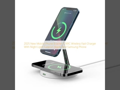 2025 New Mobile Phone Bracket T269C Wireless Fast Charger With Night Light Support Apple And Samsung Phone